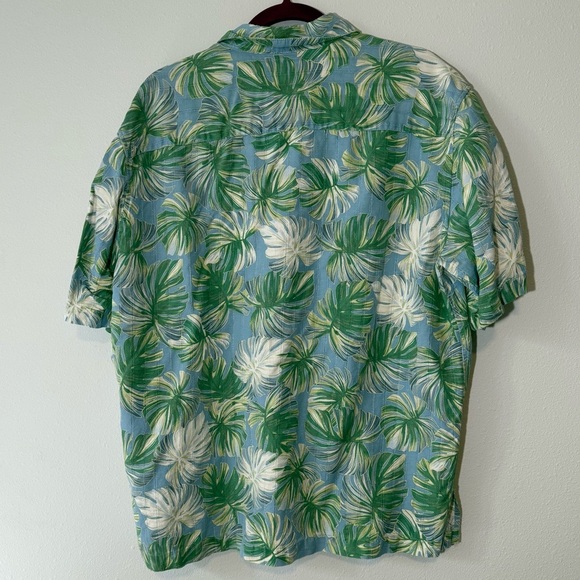 Tori Richard Honolulu Silk and Linen Blend Men's Hawaiian Leaf Print Shirt - Picture 5 of 5